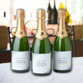 Blue Mediterranean Lemon Bridal shower Schaumweinetikett