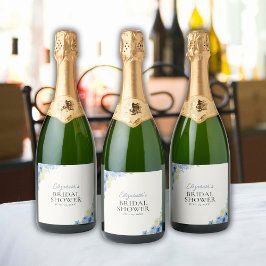 Blue Mediterranean Lemon Bridal shower Schaumweinetikett