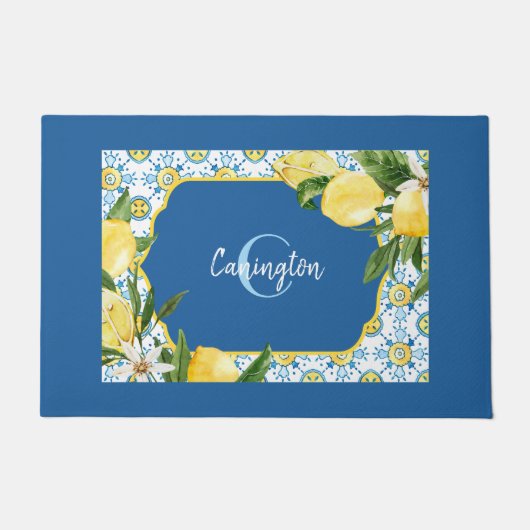 Blue Mediterranean Lemon Name New Zuhause Fußmatte (Vorderseite)