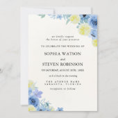 Blue Mediterranean Lemon Wedding Einladung (Vorderseite)