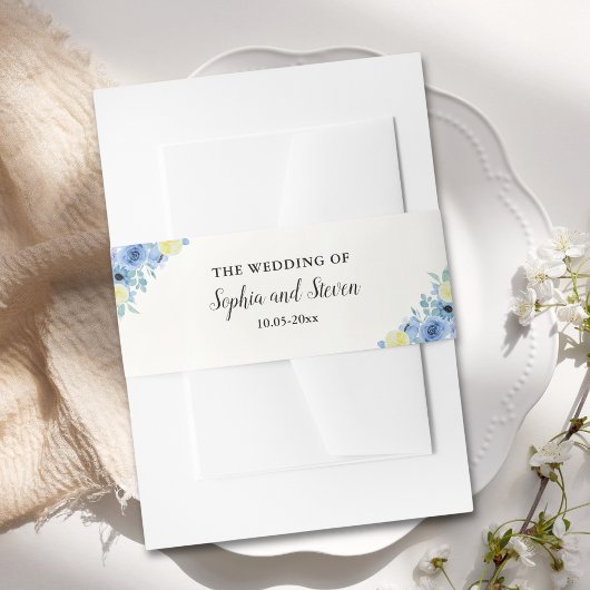 Blue Mediterranean Lemon Wedding Einladungsbanderole