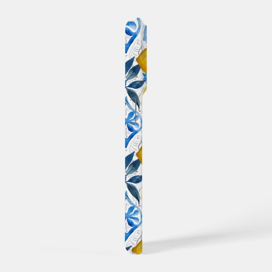 Blue Mediterranean Style Lemon Pattern iPhone Case Hülle (Rechte Seite)