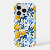 Blue Mediterranean Style Lemon Pattern iPhone Case Hülle (Rückseite)