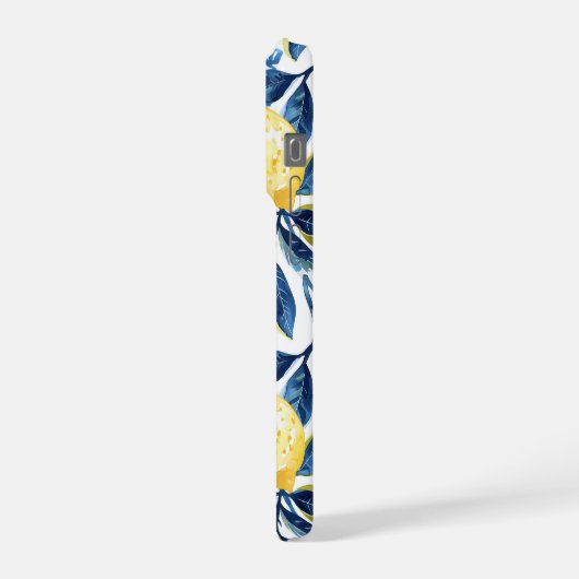 Blue Mediterranean Style Lemon Pattern iPhone Case Hülle (Linke Seite)