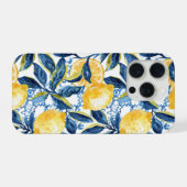 Blue Mediterranean Style Lemon Pattern iPhone Case Hülle (Rückseite (Horizontal))