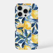 Blue Mediterranean Style Lemon Pattern iPhone Case Hülle (Rückseite)