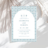 Blue Mediterranean Tile Arch Foto Einladung