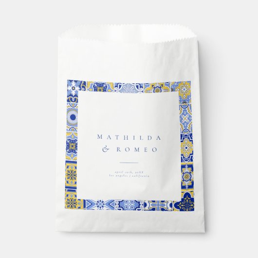Blue Mediterranean Tile & Citrus Gastgeschenk Hoch Geschenktütchen (Vorderseite)