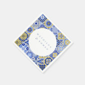 Blue Mediterranean Tile & Citrus Hochzeitsnapkins Serviette (Ecke)