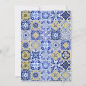 Blue Mediterranean Tile & Citrus Wedding Probe Einladung (Rückseite)