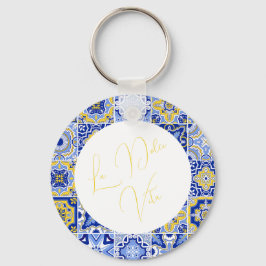Blue Mediterranean Tile & Citrus Wedding Schlüsselanhänger
