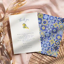 Blue Mediterranean Tile & Citrus Wedding Vielen Da Einladung
