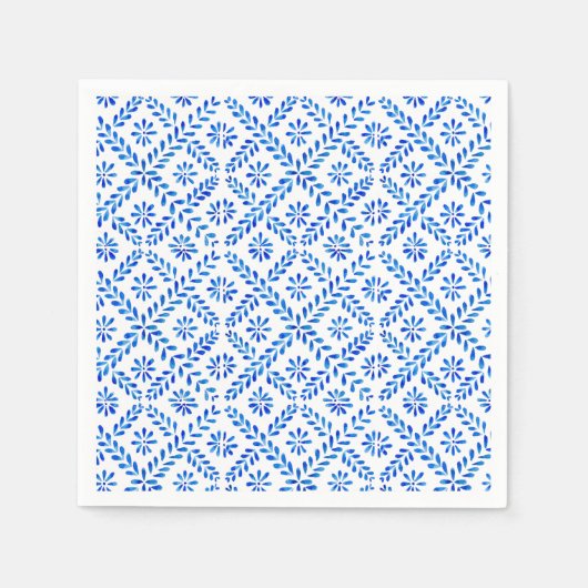 Blue Mediterranean Tile Napkins Serviette (Vorderseite)