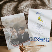 Blue Mediterranean Tile Wedding Dankeschön Karte