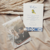 Blue Mediterranean Tile Wedding Dankeschön Karte