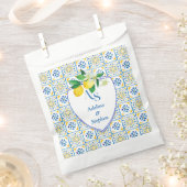 Blue Mediterranean Tiles Italy Wappen Lemon Weddin Geschenktütchen (Ausgeschnitten)
