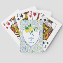 Blue Mediterranean Tiles Italy Wappen Lemon Weddin