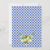 Blue Mediterranean Tiles Lemon Brautparty Einladung (Rückseite)