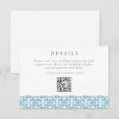 Blue Mediterranean Wedding Details QR Code Begleitkarte (Vorne/Hinten)