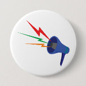 Blue Megaphone with Colorful Lightning Bolts Button (Vorderseite)