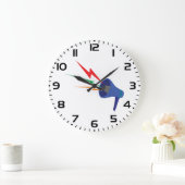 Blue Megaphone with Colorful Lightning Bolts Große Wanduhr (Zuhause)