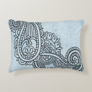 Blue Mehndi Motif Accent Pillow Zierkissen