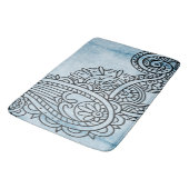 Blue Mehndi Motif Bath Mat Badematte (Schrägansicht)