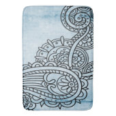 Blue Mehndi Motif Bath Mat Badematte (Vorderseite Vertikal)