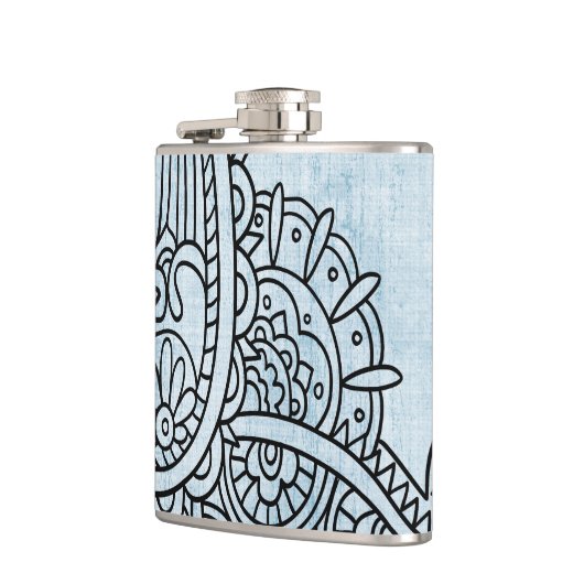 Blue Mehndi Motif Flask Flachmann (Links)