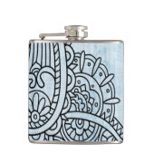 Blue Mehndi Motif Flask Flachmann (Vorderseite)