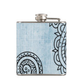 Blue Mehndi Motif Flask Flachmann (Rückseite)