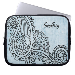 Blue Mehndi Motif Laptop Sleeve