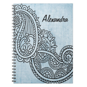 Blue Mehndi Motif Notebook Notizblock