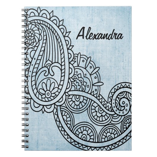 Blue Mehndi Motif Notebook Notizblock (Vorderseite)