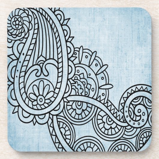 Blue Mehndi Motif Plastic Untersetzer Set (Vorderseite)