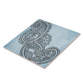 Blue Mehndi Motif Tile Fliese (Seite)