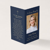 Blue Memorial Folder Card Gold Script 2 Foto (Vorderseite)