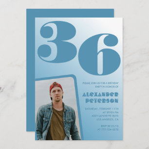Blue Men Foto Gradient 36. Geburtstagseinladungen Einladung