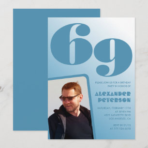 Blue Men Foto Gradienten 69. Geburtstagseinladunge Einladung