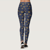 Blue Menorah Festival of Lights Pattern Leggings (Rückseite)