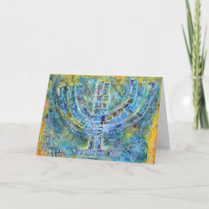 Blue Menorah Grußkarte (Leere Innenseite) Dankeskarte