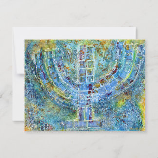 Blue Menorah Grußkarte (Leere Innenseite) Postkarte