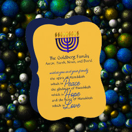 Blue Menorah Hanukkah Card Feiertagskarte