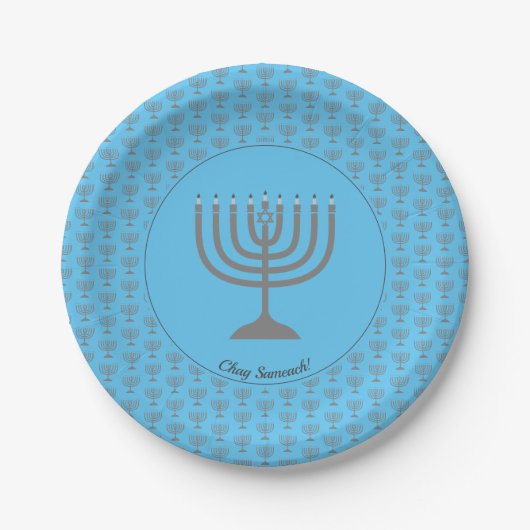 Blue Menorah HANUKKAH Pappteller (Vorderseite)