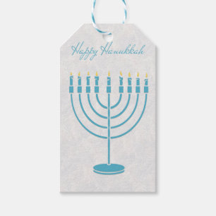Blue Menorah, Happy Hanukkah Geschenkanhänger