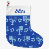 Blue Menorah Large Hanukkah Strumpf Großer Weihnachtsstrumpf (Vorderseite)