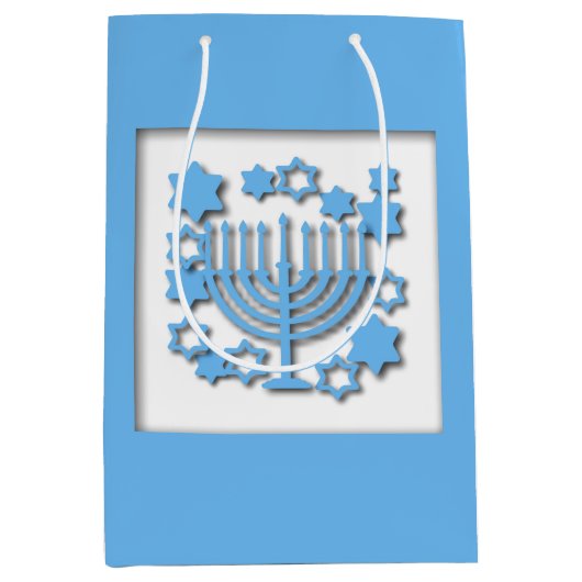 Blue Menorah Mittlere Geschenktüte (Vorderseite)