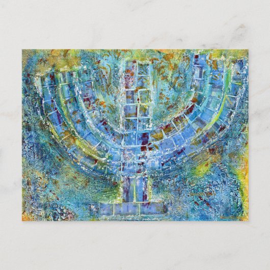 Blue Menorah Postcard Postkarte (Vorderseite)