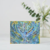 Blue Menorah Postcard Postkarte (Stehend Vorderseite)