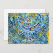 Blue Menorah Postcard Postkarte (Vorne/Hinten)